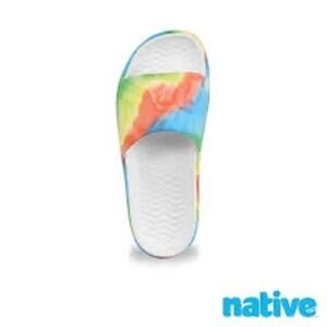 Native Spencer LX rainbow tie‎ dye slides casual summer beach